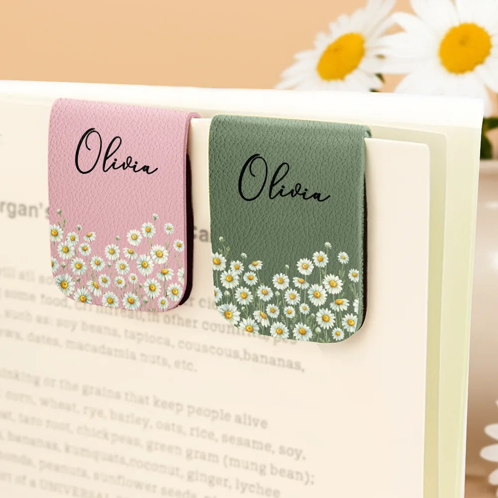 Gift For Yourself,Gift For Women,Happy,Gift For Men - Birth Month Flower Watercolor Blooming In Love - Personalized Leather Magnetic Bookmark