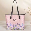 Gift For Yourself,Gift For Women,Happy -  Birth Month Flower Watercolor Blooming In Love - Personalized Leather Tote Bag
