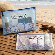 Confident,Gift For Yourself,Summer,Gift For Women,Icon - Birth Month Flower Watercolor Blooming In Love - Personalized Mesh Zipper Pouch
