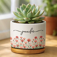Gardening,Gift For Yourself,Gift For Women,Summer,Cozy,Icon,Special Font - Birth Month Flower Watercolor Blooming In Love - Personalized Plant Pot