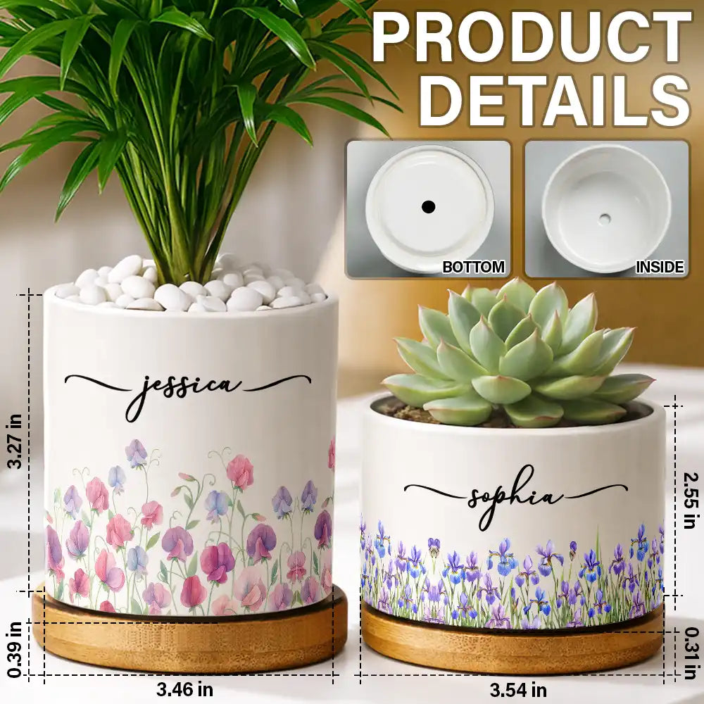 Gardening,Gift For Yourself,Gift For Women,Summer,Cozy,Icon,Special Font - Birth Month Flower Watercolor Blooming In Love - Personalized Plant Pot