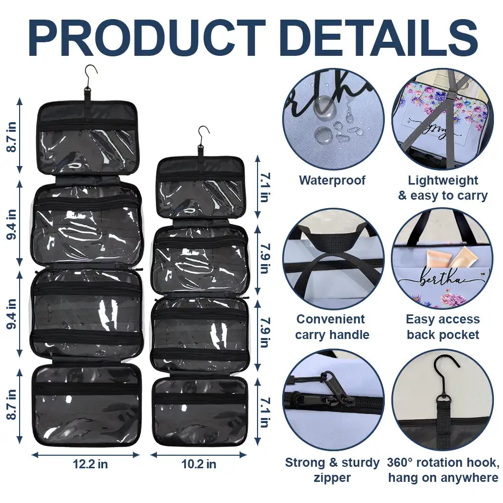 Gift For Yourself,Gift For Women,Happy - Birth Month Flower Watercolor Blooming In Love - Personalized Toiletry Bag