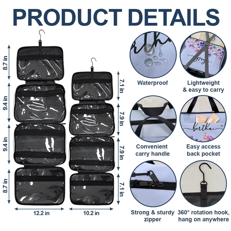 Gift For Yourself,Gift For Women,Happy - Birth Month Flower Watercolor Blooming In Love - Personalized Toiletry Bag