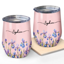 Gift For Yourself, Gift For Women, Happy - Birth Month Flower Watercolor Blooming In Love - Personalized Wine Tumbler