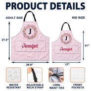 Gift For Yourself,Gift For Women,Icon,Happy - Birth Month Flower Woman Name Striped Pattern - Personalized Apron