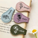 Gift For Yourself, Gift For Women, Reading, Happy - Birth Month Flower & Name - Personalized Circle Leather Magnetic Bookmark