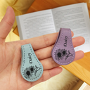 Gift For Yourself, Gift For Women, Reading, Happy - Birth Month Flower & Name - Personalized Circle Leather Magnetic Bookmark