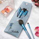 Gift For Yourself,Gift For Women,Gift For Mother,Happy - Birth Month Flower & Name - Personalized Makeup Brush Bag Set