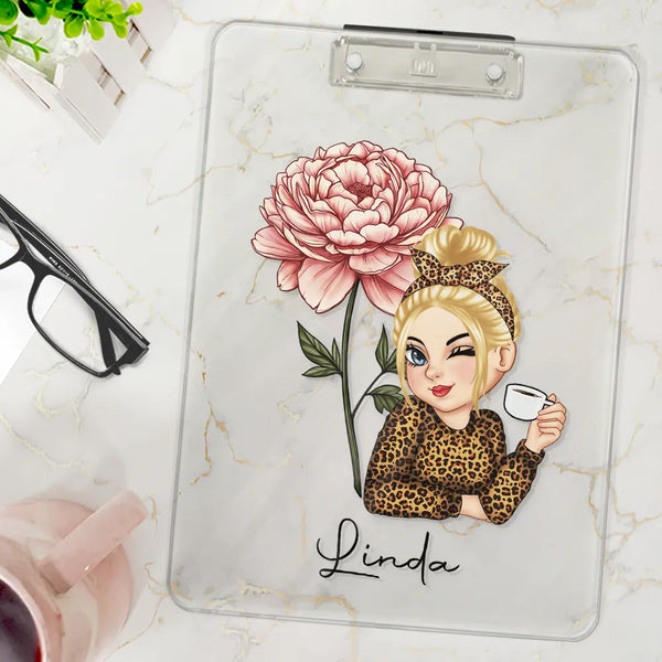 Gift For Women, Gift For Yourself - Birth Month Flowers Bloom Where You're Planted Women - Personalized Acrylic Clipboard