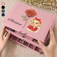 Gift For Yourself, Happy, Gift For Women - Birth Month Flowers Bloom Where You're Planted Women - Personalized Jewelry Storage Box