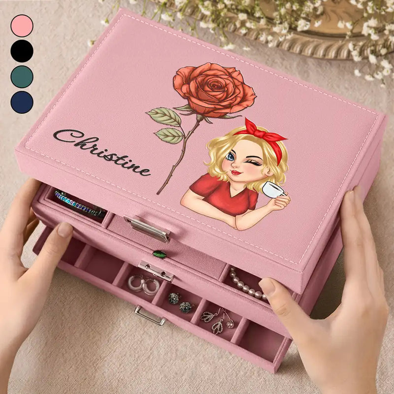 Gift For Yourself, Happy, Gift For Women - Birth Month Flowers Bloom Where You're Planted Women - Personalized Jewelry Storage Box