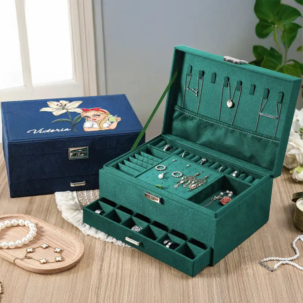 Gift For Yourself, Happy, Gift For Women - Birth Month Flowers Bloom Where You're Planted Women - Personalized Jewelry Storage Box