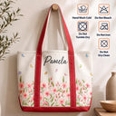 Gift For Yourself, Gift For Women, Icon, Happy - Birth Month Flowers In Bloom - Personalized Fabric Tote Bag