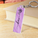 Confident,Icon - Birth Month Flowers Sketch Bloom Where You're Planted - Personalized Acrylic Keychain