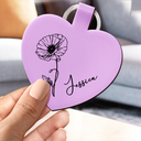 Confident,Icon - Birth Month Flowers Sketch Bloom Where You're Planted - Personalized Custom Shaped Leather Keychain