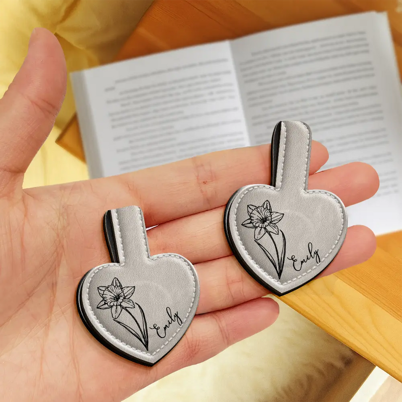 Confident,Gift For Yourself,Gift For Women,Icon - Birth Month Flowers Sketch Bloom Where You're Planted - Personalized Custom Shaped Leather Magnetic Bookmark