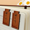 Confident,Gift For Yourself,Gift For Women,Icon - Birth Month Flowers Sketch Bloom Where You're Planted - Personalized Custom Shaped Leather Magnetic Bookmark