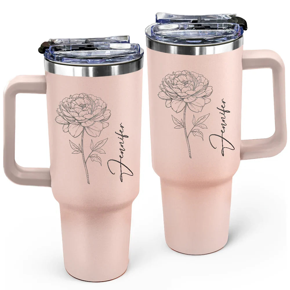 Birth Month Flowers & Names - Personalized Engraved 40oz Tumbler