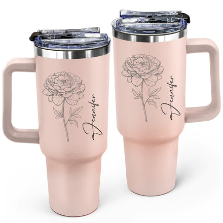 Birth Month Flowers & Names - Personalized Engraved 40oz Tumbler