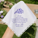 Sentimental,Gift For Children,Gift For Daughter,Wedding,Icon,Custom Text - Birth Flower Toile Blue Wedding Bridal To Daughter Granddaughter - Personalized Handkerchief