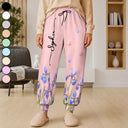 Gift For Yourself,Gift For Women,Icon,Happy - Birth Month Flower Name Gift For Mom Daughter Besties - Personalized Pajama Pants