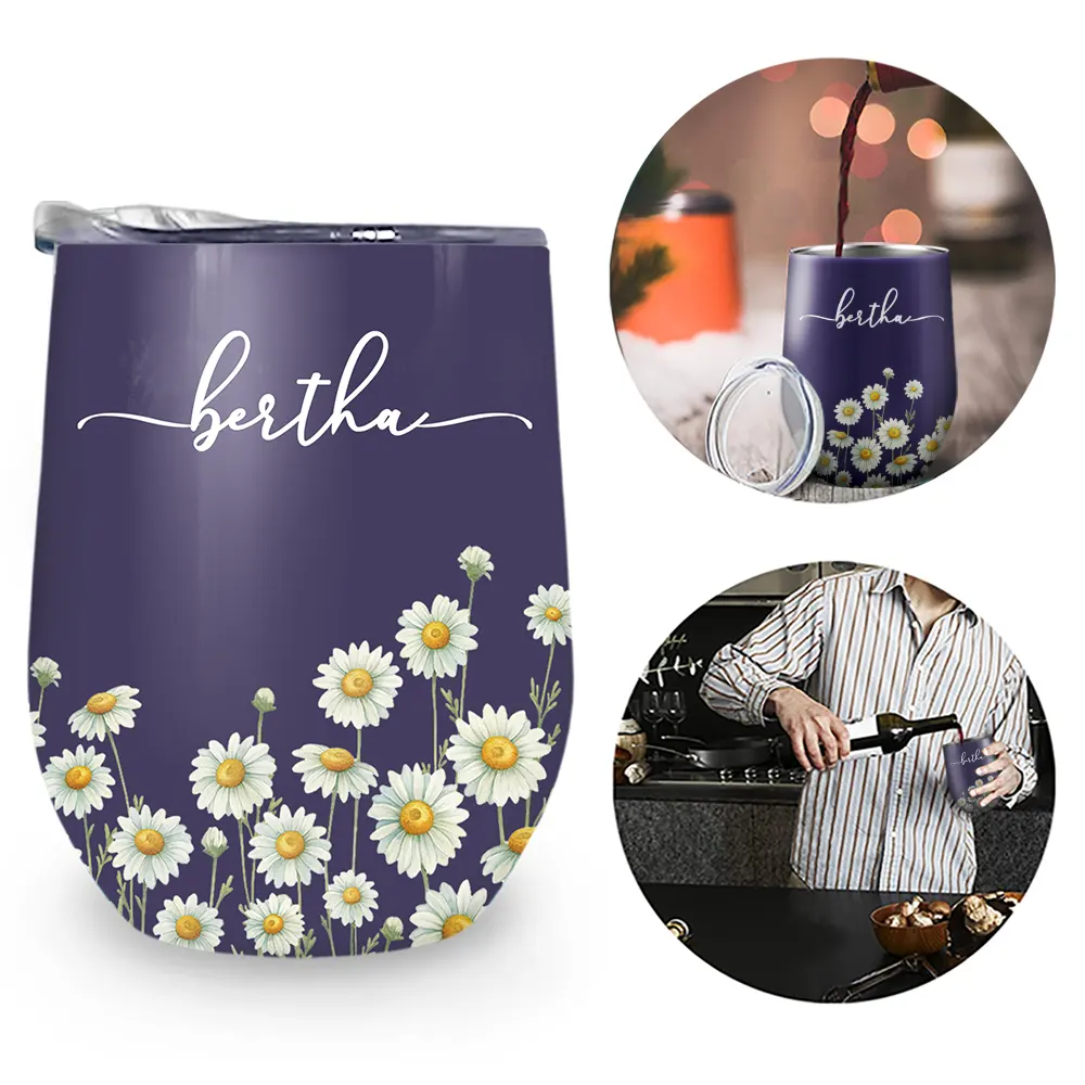 Birth Month Flower Watercolor Blooming In Love - Personalized Wine Tumbler