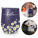 Birth Month Flower Watercolor Blooming In Love - Personalized Wine Tumbler