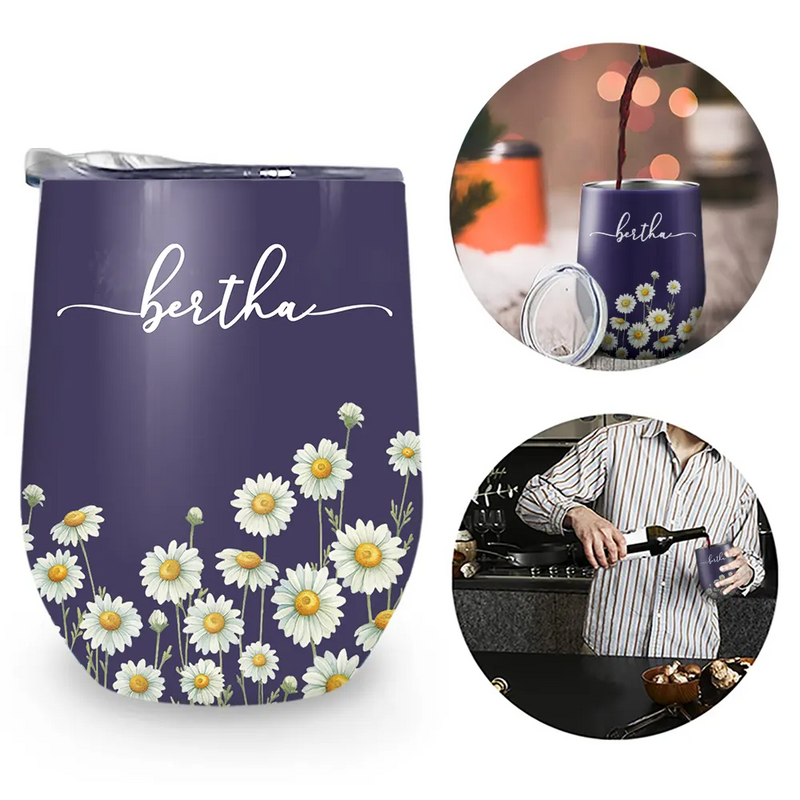 Birth Month Flower Watercolor Blooming In Love - Personalized Wine Tumbler