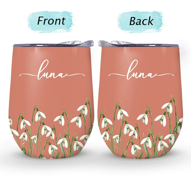 Birth Month Flower Watercolor Blooming In Love - Personalized Wine Tumbler