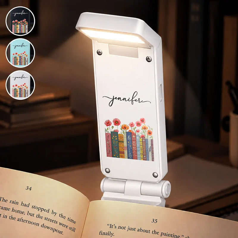 Christmas,Reading,Gift For Yourself,Vector,Happy - Birth Month Flowers Blooming In Love For Bookworms, Her, Kid - Personalized Book Light Clip