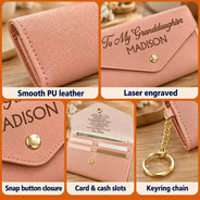 Custom Text,Gift For Children,Gift For Daughter,Gifts For Her,Sentimental,Top Market- Birthday Gifts For Daughter, Granddaughter - Personalized Name I Am So Proud Of You Leather Envelope Wallet