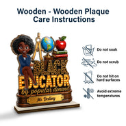 Back To School, Top Market, Teacher, Inspirational, Vector - Black Educator by Popular Demand Gift For Teachers - Personalized Custom Shaped 2-Layered Wooden Plaque