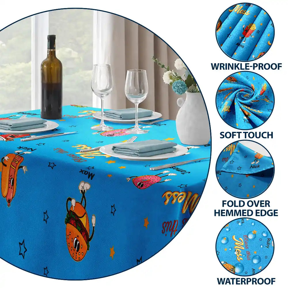 Family,Happy,Gift For Yourself,Gift For Father,Gift For Mother,Icon - Bless This Mess - Personalized Tablecloth