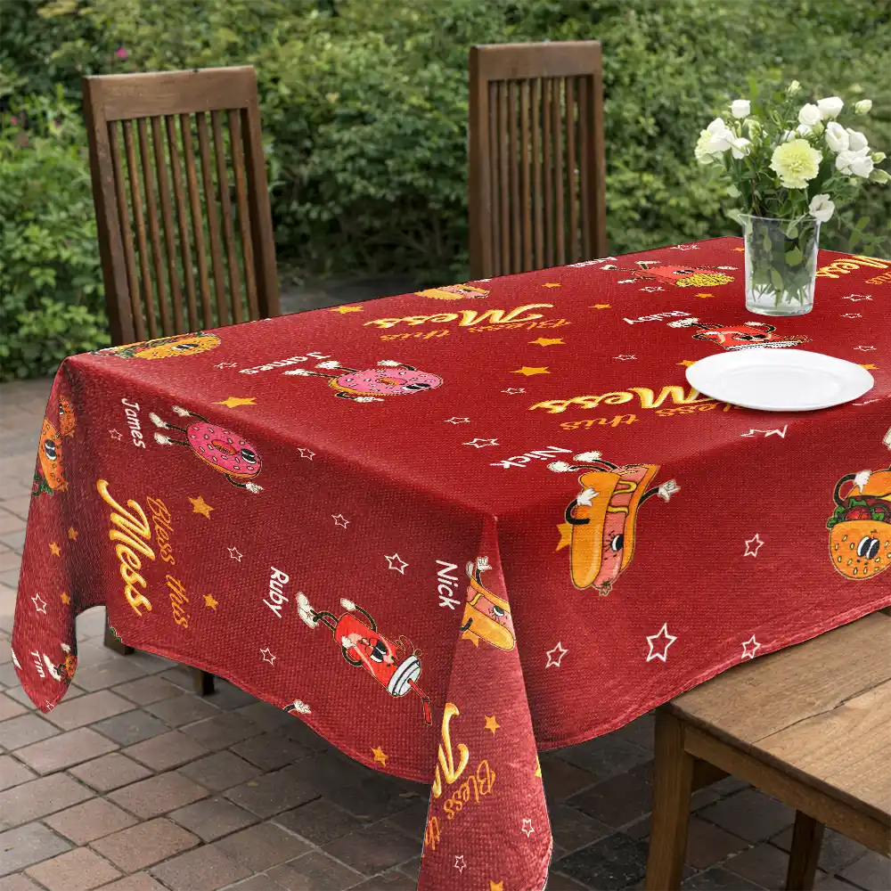 Family,Happy,Gift For Yourself,Gift For Father,Gift For Mother,Icon - Bless This Mess - Personalized Tablecloth