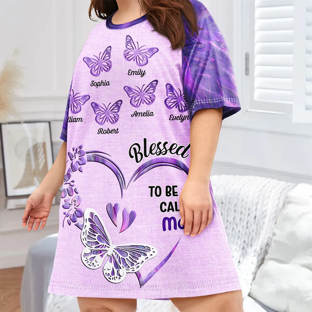 Gift For Grandma,Grandma - Grandkids,Happy - Blessed To Be Called Grandma - Personalized Women's Sleep Tee