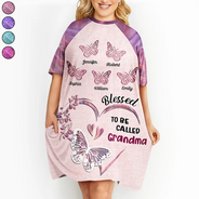 Gift For Grandma,Grandma - Grandkids,Happy - Blessed To Be Called Grandma - Personalized Women's Sleep Tee
