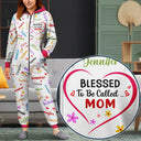 Gift For Grandma, Gift For Mother, Love - Blessed To Be Called Grandma Nana - Personalized Overall Onesie Hooded Jumpsuit