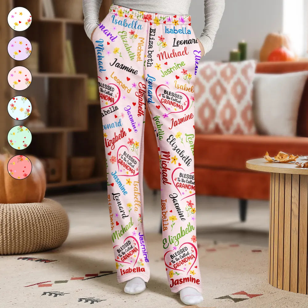 Gift For Grandma - Blessed To Be Called Grandma Nana - Personalized Pajama Pants