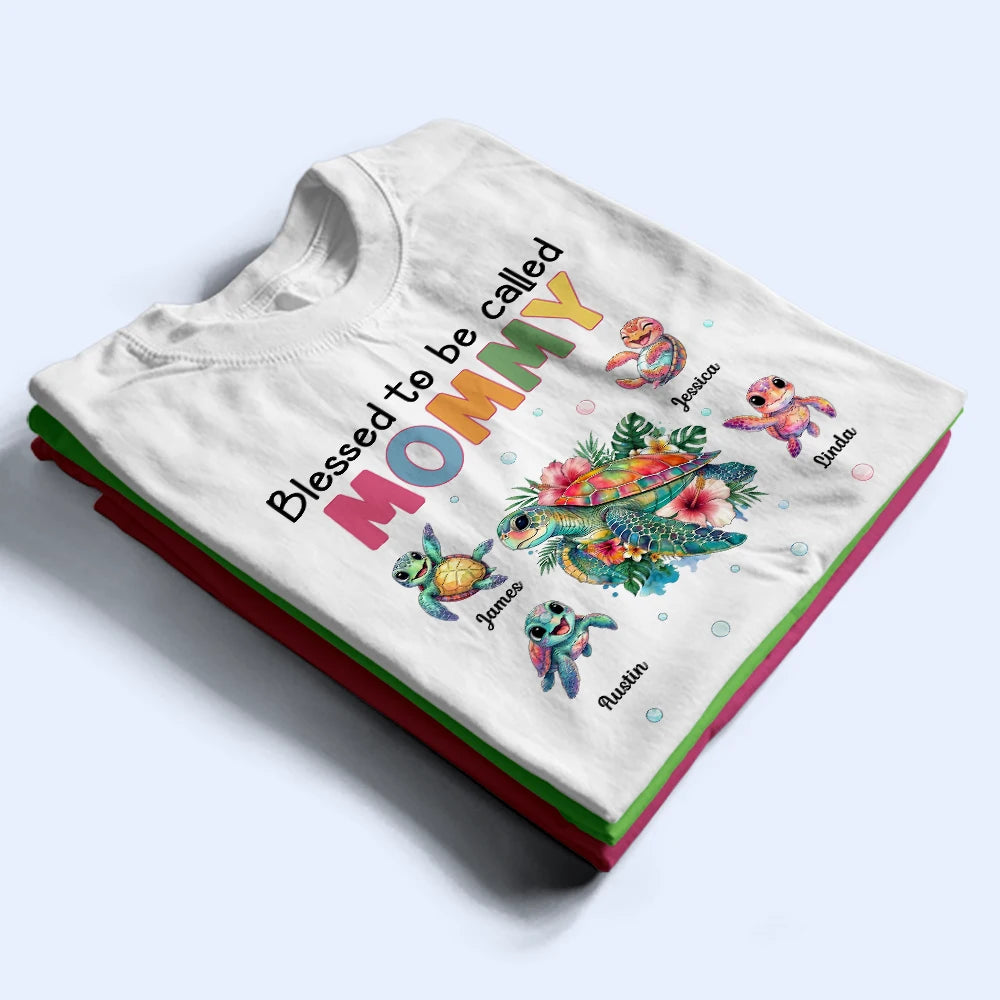 Gift For Wife,Gift For Mother,Gift For Grandma,Happy - Blessed To Be Called Grandma Sea Turtle - Personalized T Shirt