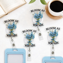 Nurse,Teacher,Gift For Women,Happy,Custom Photo - Bloom As You Are 3D Effect Birth Flower Bouquet - Personalized Badge Reel