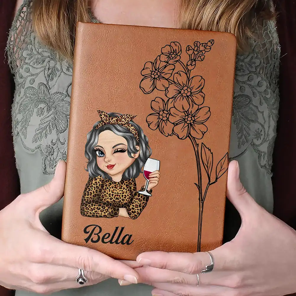 Gift For Yourself,Gift For Wife,Gift For Women,Gift For Aunt,Gift For Mother,Gift For Grandma,Gift For Daughter,Gift For Sibling,Gift For Sisters,Gift For Bestie,Non-Eng - Bloom With Flower And Name - Personalized Leather Journal
