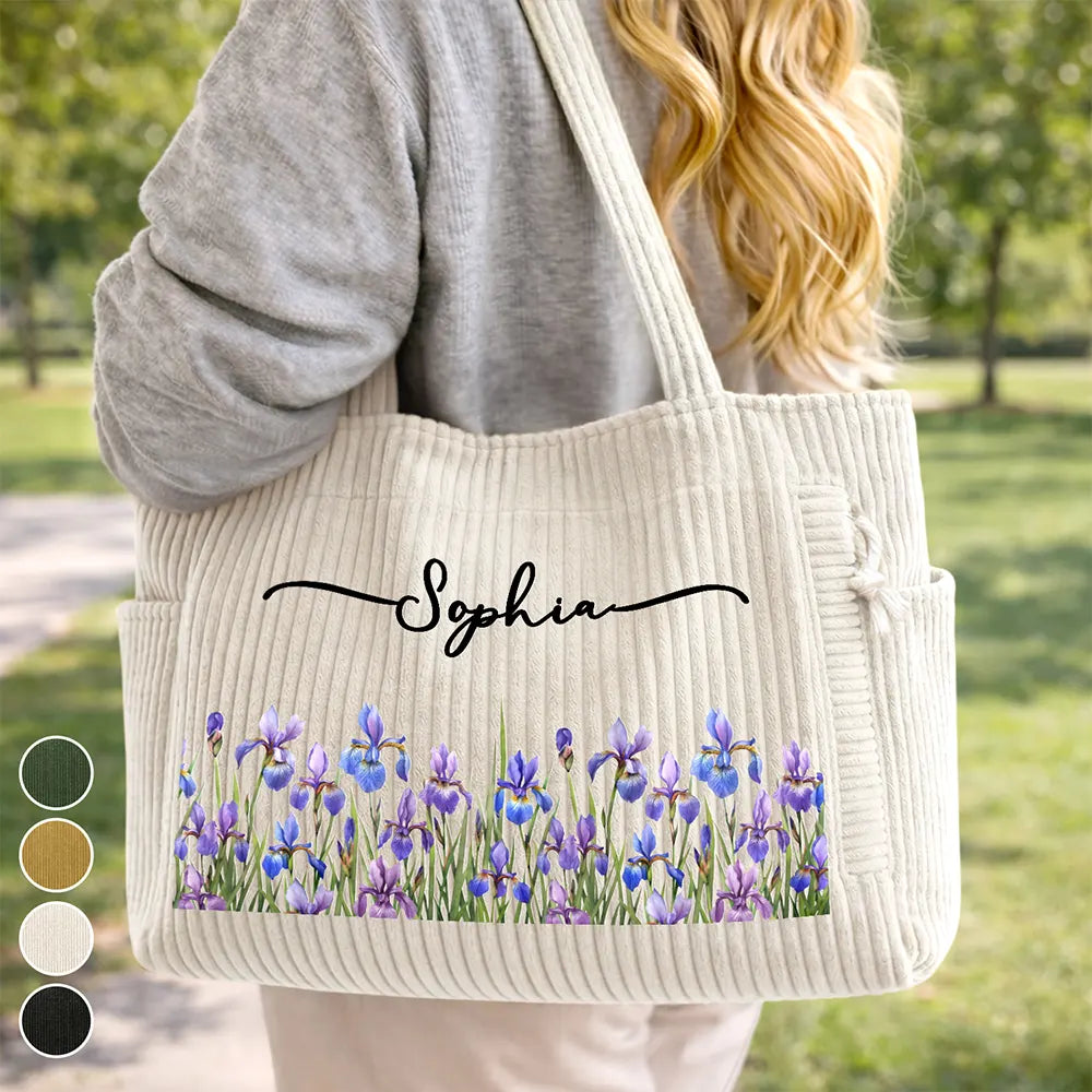 Blooms With Love - Personalized Corduroy Tote Bag