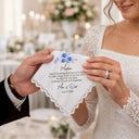 Blue Wedding Birth Flower Toile For Bride, Daughter - Personalized Handkerchief