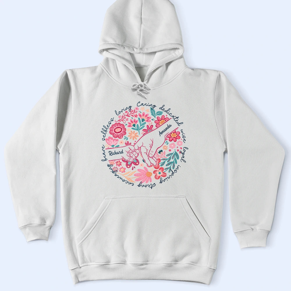 Gift For Mother,Gift For Grandma,Love - Boho Floral Hand In Hand Grandma Mom - Personalized T Shirt