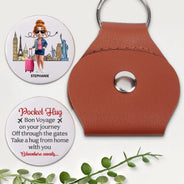 Travel, Gift For Yourself, Love - Bon Voyage On Your Journey - Personalized Leather Pocket Hug