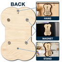 Dog Lovers,Dog Mom,Dog Dad,Dog Couple - Bone Shaped Feeding And Medication Tracker - Personalized Wooden Pet Feeding Reminder