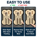 Dog Lovers,Dog Mom,Dog Dad,Dog Couple - Bone Shaped Feeding And Medication Tracker - Personalized Wooden Pet Feeding Reminder