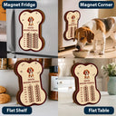 Dog Lovers,Dog Mom,Dog Dad,Dog Couple - Bone Shaped Feeding And Medication Tracker - Personalized Wooden Pet Feeding Reminder