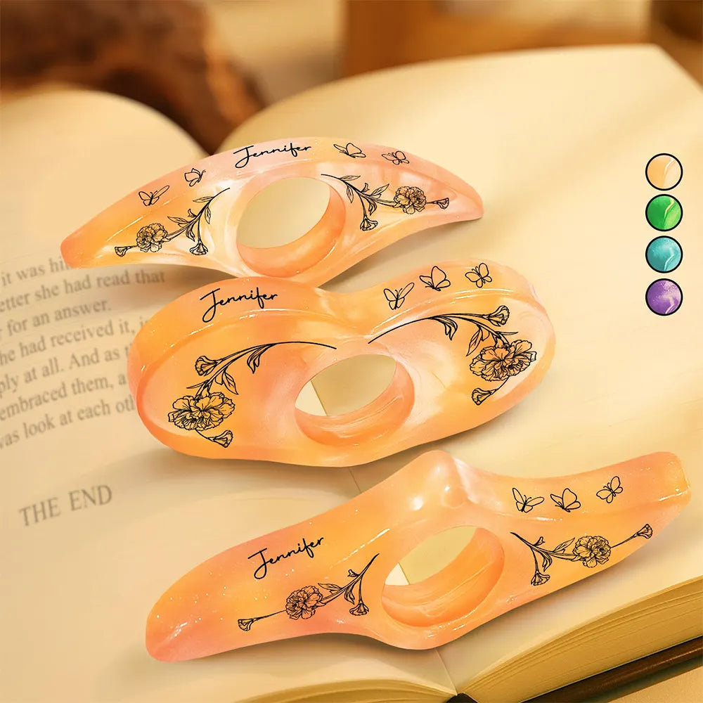 Gift For Yourself, Gift For Women, Gift For Men, Reading, Happy-Book Lovers Birth Month Flower Bookish Keepsake - Personalized Resin Book Page Holder