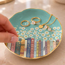 Christmas,Reading,Gift For Yourself,Icon,Happy - Book Lovers Birth Month Flower Keepsake Gift For Her - Personalized Ring Dish
